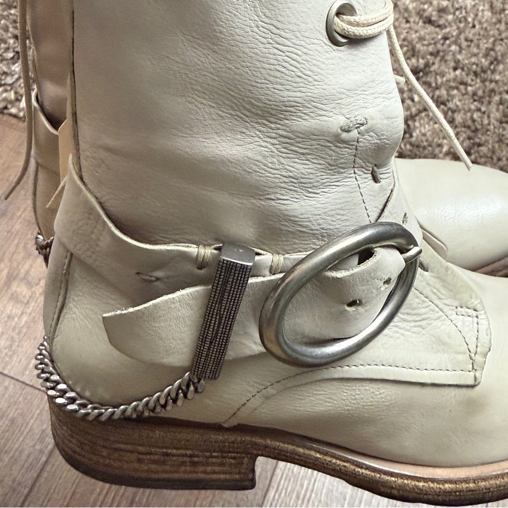 A.S.98 Faust Off-White Lace-Up Moto Leather Boots 
Size 37EU Women - Picture 10 of 16